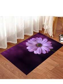 1 szt. Wycieraczka z fioletowym kwiatem, zmywalny dywanik wejściowy z kryształowego aksamitu, odporny na zabrudzenia