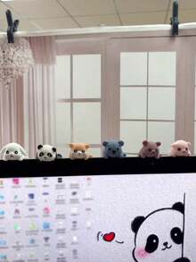 1pc Desktop Decoration Cute Animal Statue, Mini Desktop Decoration Computer Monitor Ornaments, Miniature Healing Animal Statue, Cute And Interesting, Suitable For Home Or Car Decoration, Can Also Be Used As A Small Gift For Back To School