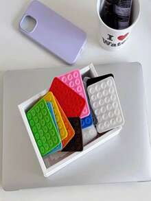 4/3pcs Double-Sided Thickened Silicone Phone Sticky Grip, Non Slip Silicon Adhesive Phone Stand Sticky Phone Case Mount Hands-Free Phone Accessories Holder For Selfies And Videos,1/2/5/8/10/20pcs,Multifunctional Phone Accessory ,Fits All Models