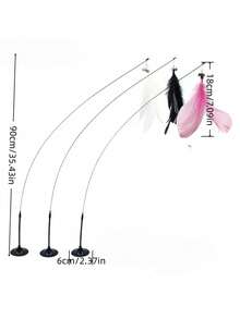 1 Palo para jugar con gatos, que se puede sostener con la mano, juguetes para gatos, juguetes aburridos, con ventosas, juguetes para gatos, juguetes para cachorros, juguetes para jugar con gatos, resistente a mordeduras, cabeza reemplazable, especial para gatos, que libera la naturaleza de los gatos, no se rompe fácilmente y tiene una base sólida. - Blanco y Negro - Ver 9