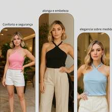 Blusa Feminina Regata Alça Frente Unica Lisa Malha Suplex Premium