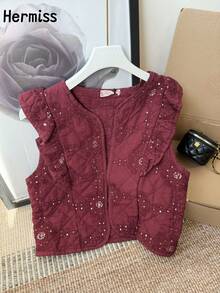 Women Tops - 酒紅色 - 查看 7