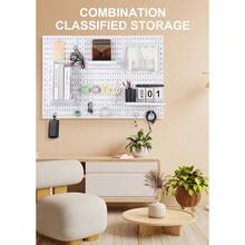 Pegboard Wall Organizer Kit – Heavy Duty 20lbs Load Bearing, Easy Installation, 4 Peg Board Panels 14 Accessories – Multi-Surface Use For Garage, Office, Kitchen & Crafts (White Pegboard,24″*24″) - 黑色,16″*10″ - 查看 6