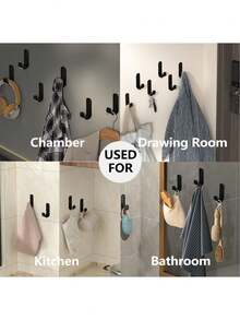 6 pièces/12 pièces Crochets muraux adhésifs, crochets muraux pratiques, porte-clés autoadhésif pour serviette, chapeau, douche, cuisine, salon, bureau