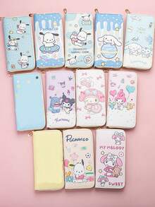 1个儿童钱包，中长款拉链手拿包，卡通风格时尚PU皮革学生钱包零钱包 - 彩色 - 查看 1