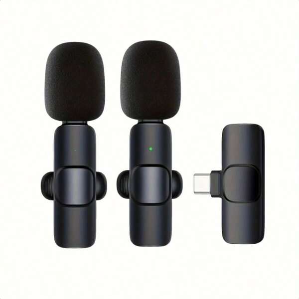 Wireless Lavalier Microphone, Professional Recording Wireless Microphone K1K9 Wireless Lavalier Microphone - Clip On Design, USB Type-C Interface, Omnidirectional Polarity Mode, Suitable For Live Streaming, USB Rechargeable Lithium Polymer Battery, Plug And Play Compatibility