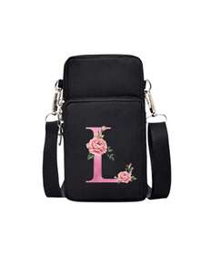 حقيبة كتف لتخزين الهاتف المحمول على شكل قلب فضي مع سحاب أسود، حروف A-Z باللون الوردي المائي، اكسسوارات عصرية ومريحة للأنشطة الخارجية، حقيبة هاتف محمول صغيرة، حقيبة معصم، حقيبة تسوق متقاطعة الجسم، حقيبة تخزين الهاتف المحمول، حقيبة مستحضرات التجميل، حقيبة رياضية متقاطعة الجسم، مناسبة للأصدقاء المهتمين بالرياضة، هدية مثالية للعائلة والأصدقاء