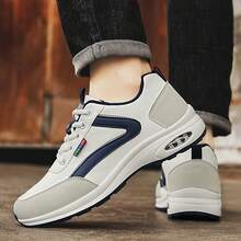 Męskie buty sportowe na co dzień – oddychająca, niska cholewka, granatowe akcenty, wytrzymała cholewka z poliuretanu i podeszwa z tworzywa PVC, wygodne do ćwiczeń, chodzenia i codziennego noszenia o każdej porze roku