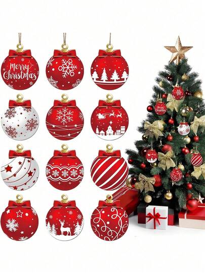 12 piezas de Adornos Navideños - Bastón de Caramelo de Madera, Decoraciones Colgantes de Piruleta para Árbol de Navidad, Hogar, Fiesta, Café, Supermercado
