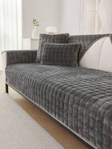 1PC Flannel Solid Color Checkered Quilted Sofa Cushion Non-Slip Seat Pad Machine Washable Sofa Cover, Suitable For Furniture Sofa Protection, Room Living Room Office Bedroom Decoration Modern Minimalist Style, Fits 1-4 Seater Modular Sectional Sofa Cover Pad - Multicolor - View 10