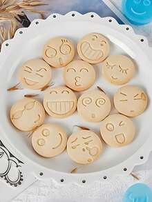 13pcs Cartoon Smiling Face Cookie Cutter Mold, Fondant Biscuit Stamp Mold, DIY Baking Tool Set