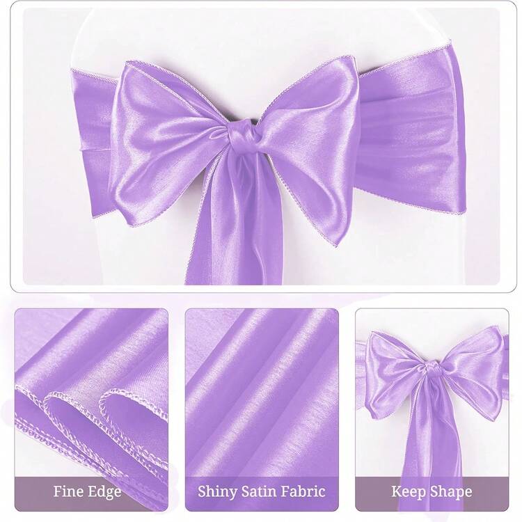 120PCS Satin Chair Waistband Bows Universal Chair Sashes, Suitable For Wedding Receptions, Restaurant Banquets, Parties, Hotel Event Decorations (7 X 108 Inches) ... - 白色 - 查看 2