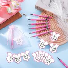 D36 Set Baby Shower Favors Baby Shower Ballpoint Pen With Baby Shower Cards And Organza Bag Stylus Ballpoint Pens For Guests Gift Baby Shower Gender Reveal Party Pink10 - 粉色 - 查看 5