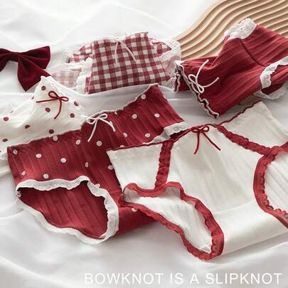 5-delars sött trosset, söt och söt tjejmodell, grenfoder, mjuk och andningsbar, hudvänlig och antibakteriell, hög stretchig mellanhög midja, växtfärgad, bikinitrosor