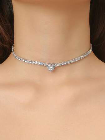 1 st trendigt blommigt droppformat zirkoniahalsband, present till kvinnor, flickor, examen, bästa vänner, flickvän, födelsedag