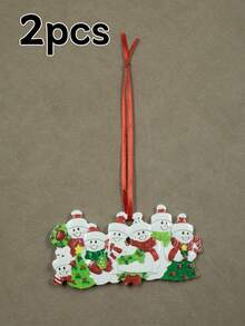 Custom Christmas Decorations, Personalized Christmas Tree Decorations, Customized 2-9 Names Ornaments, Customizable Text Christmas Decorations, Diy Ornaments, Christmas, Living Room Decor, Outdoor, Garden, Snowman Family Pendant, Kids Souvenir, Room Decor, Mom, Dad, Family