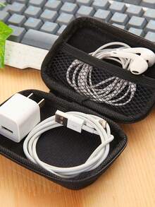 Portable Coin Purse, Headphone Bag, Earphone Carry Case,Usb Data Cable Storage Box, Storage Bag, Key Bag, Data Cable Charger, Storage Bag, Wireless Earbuds And Headphone Box, A Must-Have For College Dormitories For Travel Storage Bag,Makeup Bag,Vacation, Christmas Gift , Christmas Decorations, Autumn Gifts Christmas For Holiday Gift Giving,Boho Vibes - 黑色 - 查看 7