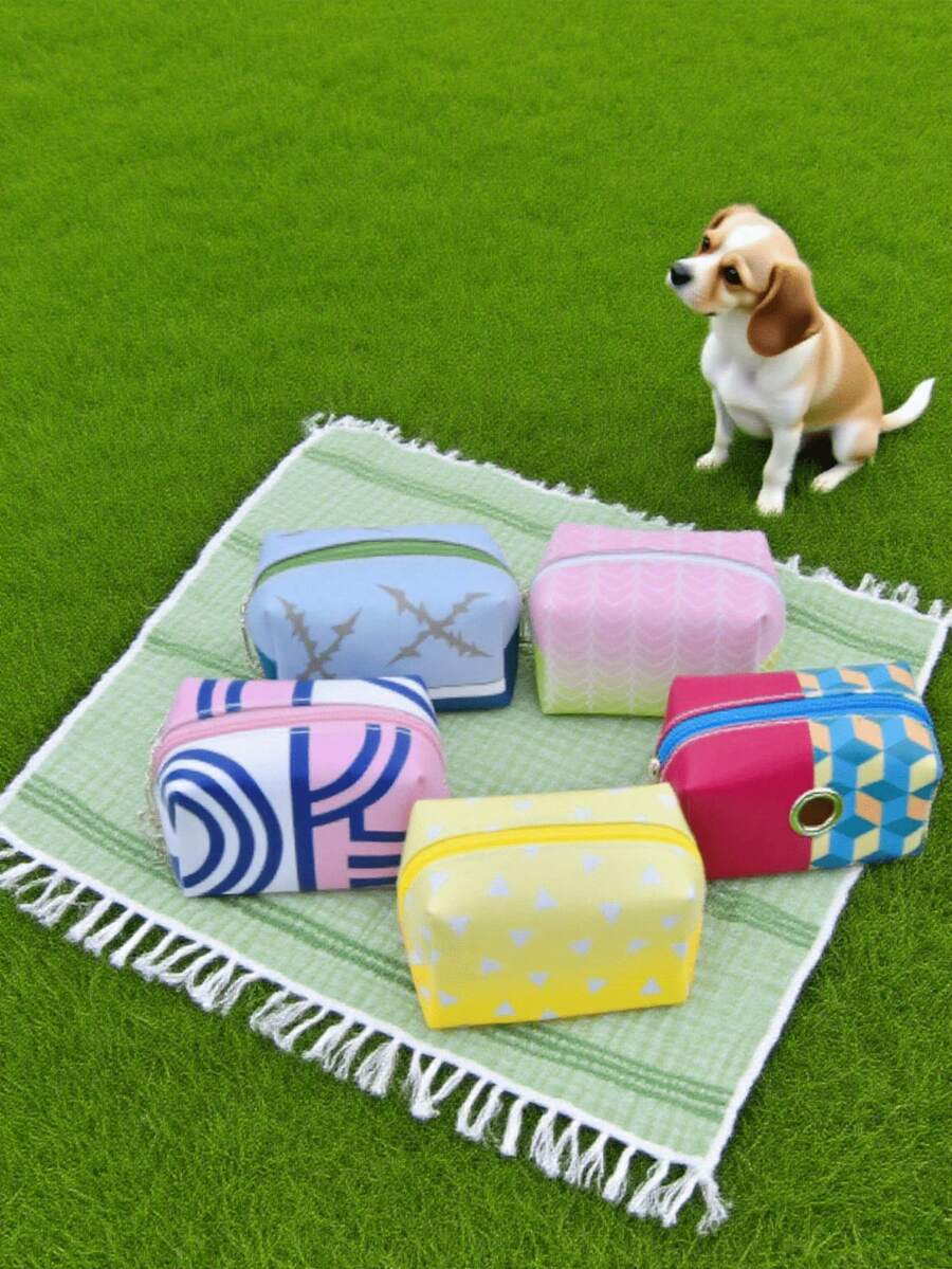 Dispensador premium de bolsas para desechos de mascotas para pasear perros, incluye clip para correa y bolsas de desechos de colores aleatorios