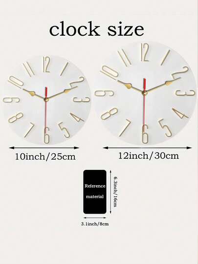 Moderne Minimalist Digital Wand Klok Wit Goud Hour Markers), Silent Quartz Movement, Battery Powered Living Room, Bedroom, Office, Kitchen Ideal Ho warming/Birthday AA Batteries Not Included Durable Materials Easy To Read Display, Home High Quality Craftsmanship, Working Professionals view 7