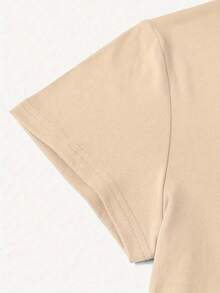 2026 Summer New Style, Heart-Shaped Pink Bow Pattern Spring Summer Elegant Fashion Casual Korean  T-Shirt Top - 杏色 - 查看 4