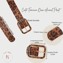 Women's Leopard Animal Print Belt With Rectangular Metal Buckle - 盎司 - 查看 4
