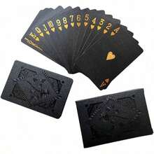 Black Gold Foil Poker Playing Cards, 54 Sheet Waterproof Deck, For Party And Game - 1件 - 查看 10