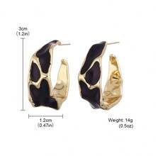 1 Pair Fashionable Colorful Painting Series Spiral Textured Metal Design Earrings, Women's Holiday Gift