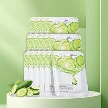 5/15pcs Cucumber Hydrating & Nourishing Face Mask, Brightens Skin, Deep Moisturizing, Refines Pores, Fades Fine Lines, Soothing & Softening, With Natural Cucumber Extract, 25ml/Sheet, Suitable For All Skin Types