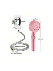 1pc/3PCS High-Pressure Shower Head And Hose And Bracket Set, High-Pressure Rain Shower Head Combination, Five Water Spraying Modes, Powerful Bathroom Shower Head, With Powerful Spray, Small Silicone Nozzle, Water-Saving Hand-Held Shower Head, Wall Mounted, Plastic, Round Design, 1.6GPM Dry Skin And Hair, Bathroom Accessories,