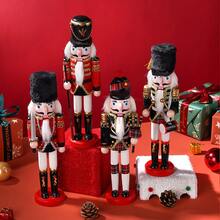 1 件 30 厘米黑白格子胡桃夹子国王雕像，胡桃夹子圣诞装饰，木制工艺胡桃夹子国王，适合冬季家居装饰和节日庆祝活动，节日派对，圣诞派对，节日装饰，节日装饰，派对礼物，有趣的圣诞派对装饰，圣诞快乐，新年快乐，圣诞装饰，送给朋友的完美圣诞礼物