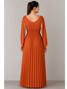 Women Dresses - Burnt Orange - View 2