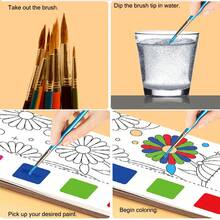 每本书12页，每页可分开，水彩画卡通涂色书，旅行口袋画，节日，礼物，冒险，美人鱼，小巧易携带 - 彩色 - 查看 4