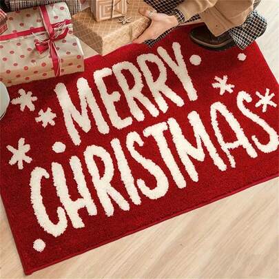1 件圣诞门垫 - 防污、易清洁的室内/室外入口装饰地毯，柔软舒适，可机洗，适用于卧室、客厅、书房、办公室、厨房、浴室、节日和新年装饰、冬季家居装饰和节日庆典、房间装饰、节日派对