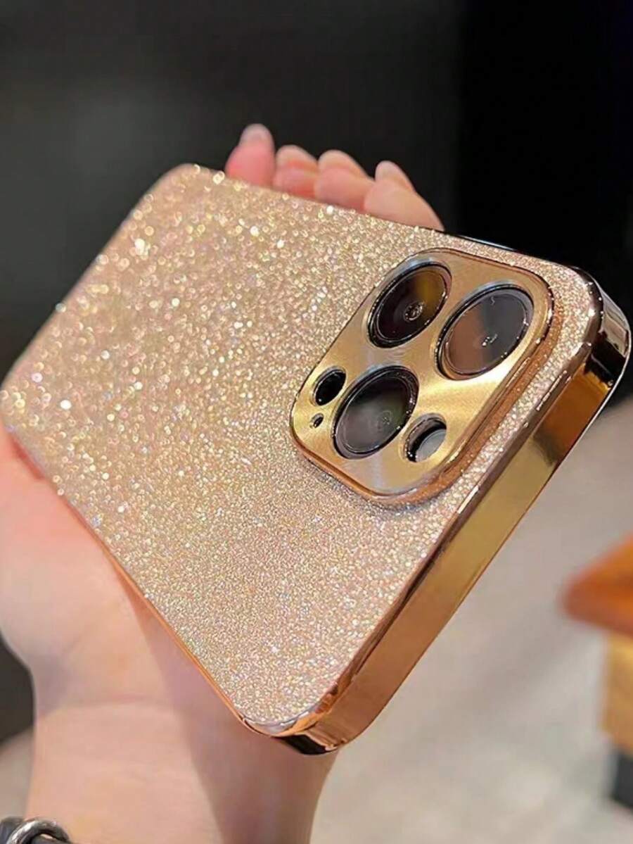 Sequins 1pc Matte Glitter Bling Plating Frame Leather Sequin Phone Case Compatible With IPhone 17 Air 16 15 14 13 12 11 Pro Max Plus Soft TPU Back Cover
