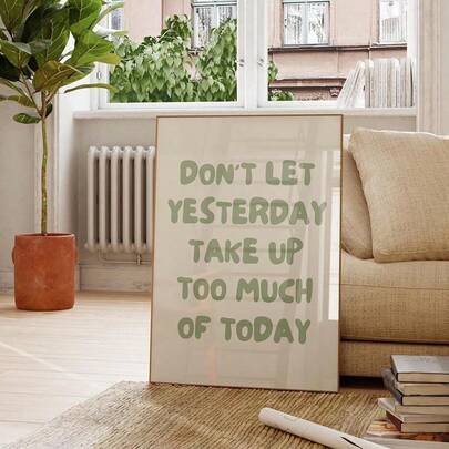 1pc Positive Wall Art Picture Sage Green Canvas Prints Paintings Typography Posters Retro Aesthetic Decor For Bedroom, Living Room, Or Office,Apartment Decor Unframed