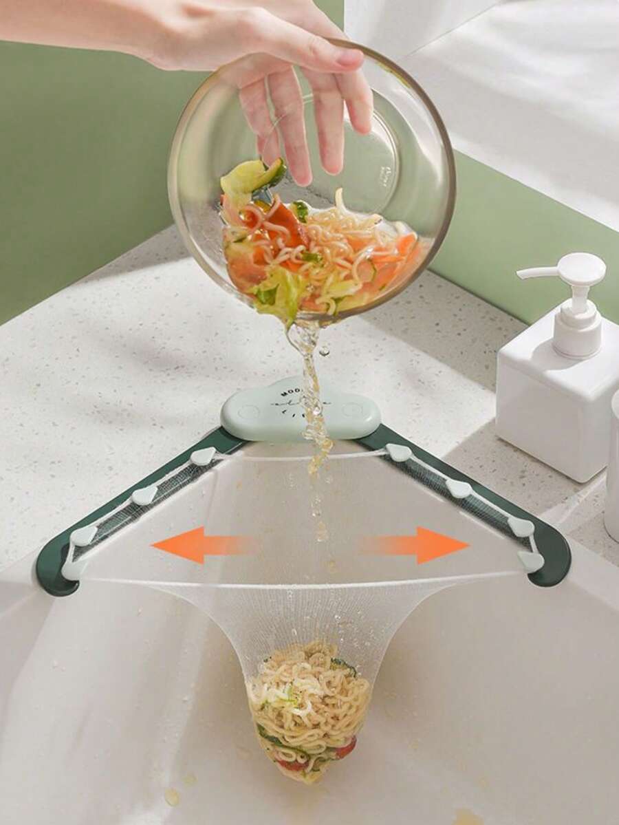 51 Piece Set Of Kitchen Sink Filter, ABS Plastic Triangular Drainage Basket, Non Food Contact Washing Net Filter, Suspended Storage Rack For Bowl Drainage And Food Waste, With Two Adhesive Strips For Easy Installation