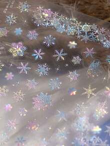 1 pezzo Adesivo per unghie bianco semi-trasparente con fiori, luna e nuvole