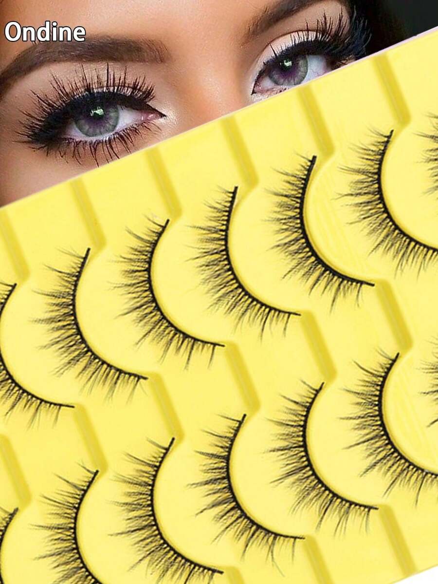 Ouye3 10 Pair Thick 3D Cross Style Daily Bridal Makeup Hard Meme False Eyelash