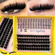 3-In-1 False Eyelash Clusters, 200D/160D/120D/100D/80D/60D Long 6-20mm Pointed Tip Lower Lashes, 280/264/248/232/216 Pieces, Thick Single Lash, DIY Pointed Tip Lashes, Cartoon Style Lash Clusters, Mink Fur Lash Strips, Thick Type - D - 查看 8