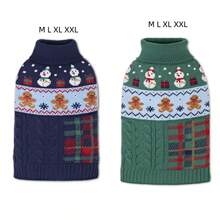 Christmas Snowman & Gingerbread Man Pattern Pet Sweater, Warm Knitwear For Small Dogs & Cats, Autumn/Winter