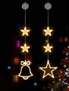 1 Stücke Neue Weihnachtsdekoration Saugnapf, Stern und Glocke Drei-Teile-Saugnapf, Schneeflocke Fensterdekor Saugnapf, Schneeflocke, Stern, Glocke, Weihnachts-Stimmungsbeleuchtung, batteriebetrieben, Weihnachten und Neujahr, Party-Zubehör und Dekorationen, Weihnachtsbaum Dekorationen