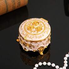 1pc Exquisite Rose Jewelry Box Vintage Home Enamel Jewelry Box Creative Desktop Jewelry Storage Box, Luxurious Exquisite Jewelry Storage Box Gift - 天藍色 - 查看 2