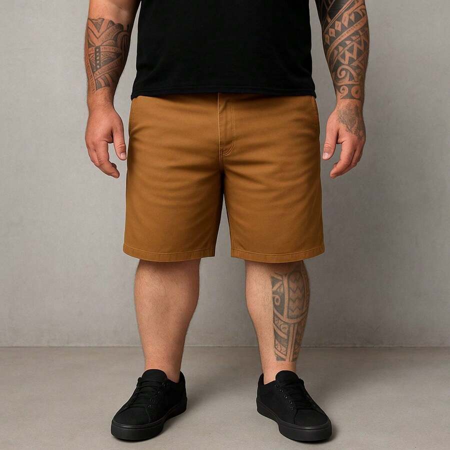 Men's Twill Bermuda Shorts Plus Size 48 To 58 - Camel - View 1