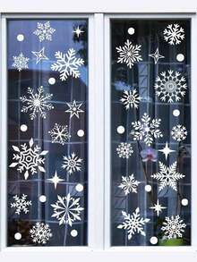 3/6pcs Christmas Snowflake Window Decals, White Christmas Window Stickers, Winter Wonderland Christmas Party Decor - Multicolor - View 1