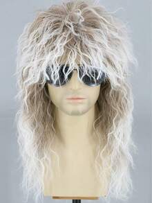 Men's 80s Black Mullet Wigs Male Hair Punk Heavy Metal Rocker Wig