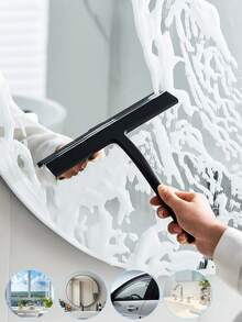 Shower Squeegee, Window Glass Rain Wiper, Silicone Scraper, Bathroom Mirror Cleaning Scraper With Long Handle, Cleaning Accessories - Multicolor - View 7