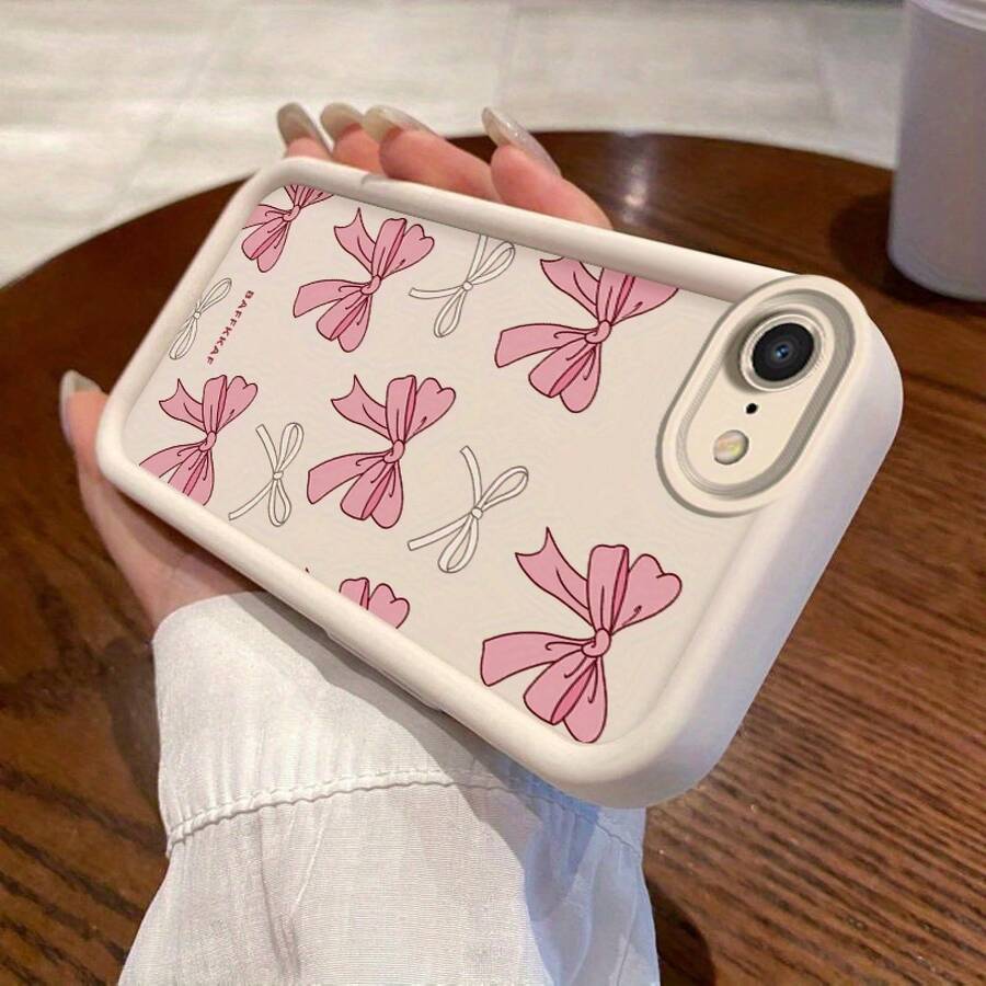 Suitable For IPhone SE (2020) Sky Eye Ladder Phone Case With Bowknot, Anime Soft Cute Creative Japanese  Shock Absorption Youth Anti-Stain New Fun Gift Casual Lightweight Cute Fashion Design Exquisite Good Behavior Multi-Functional Graffiti Texture Protective Air Cushion Anti-Slip Korean Style Playful Simple Elegant Personality Funny Fresh Durable Cartoon High-Value Vibrant Girl High-Quality Niche Dustproof Non-Collision Type Cute Ins Style Unique - 白色 - 查看 1