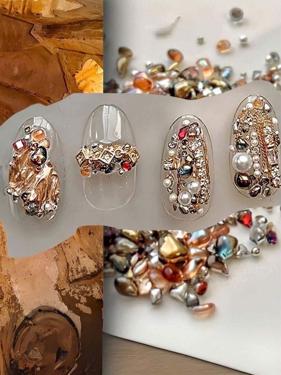 1 Hộp Trang Trí Làm Móng Thủ Công - Phụ Kiện Trang Trí Móng Tay Đá Quý Bất Đối Xấu Nhiều Màu Sắc, Đồ Dùng Làm Móng - Nhiều màu - Xem 1