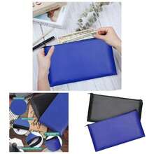2 Pack Money Bags, Zipper Bank Deposit Bag, PU Leather Cash And Coin Pouch, Cash Register Bag 11x6.1 Inch Black+Blue