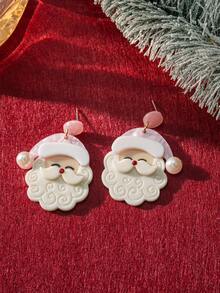 1 Pair Women's Holiday Earrings, Lightweight & Cute Santa Claus Pendant Earrings, Suitable For Parties, Holidays, Christmas Wear And Gifts
